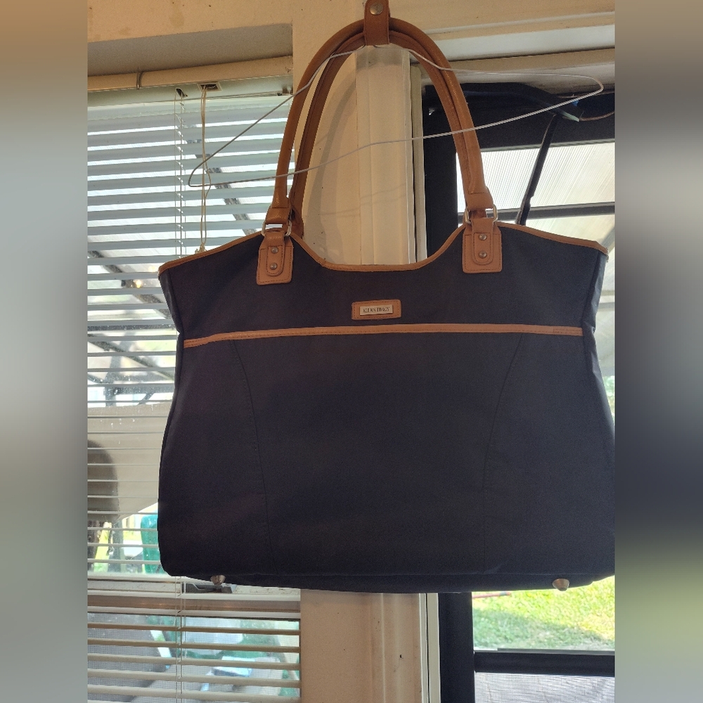 Ellen Tracy Large  Brown and Tan Women's Tote Bag Full Zipper 17.5" x 13"